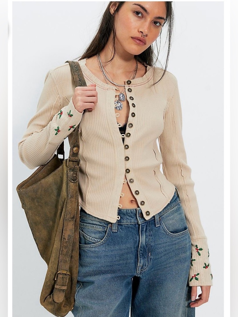 Nwd Free People We The Free Daria Cuff Cardigan beige size S